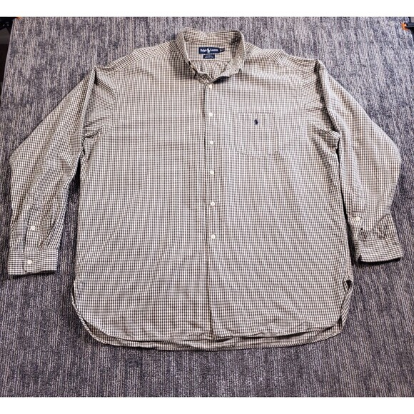 Polo Ralph Lauren McMeel Green Plaid Button Front XXL Shirt 100% Cotton Casual - Picture 2 of 14